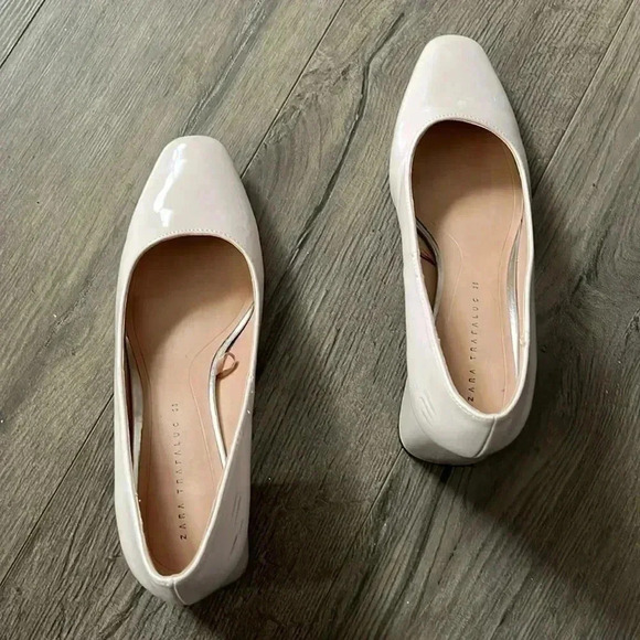 [7.5/38]Zara Trafaluc Blush  Pink Block Heel Court Shoes - Picture 3 of 10